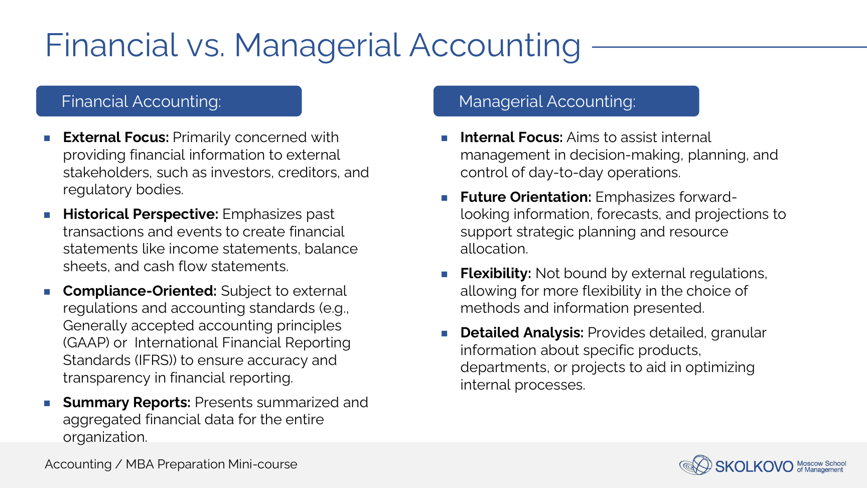 Financial vs Managerial